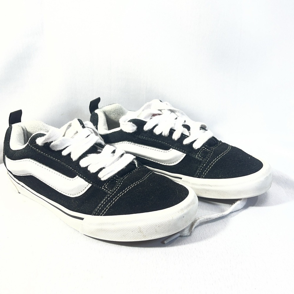 VANS Knu-Skool Fat Tongue Black/White Skateboard Sneakers Men Sz 8.5/ Women 10